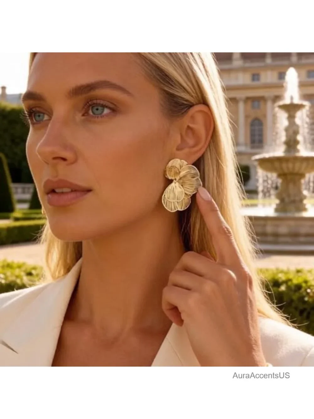 Layered Flower Hoop Earrings - 14K Gold Plated Party Jewelry Gift